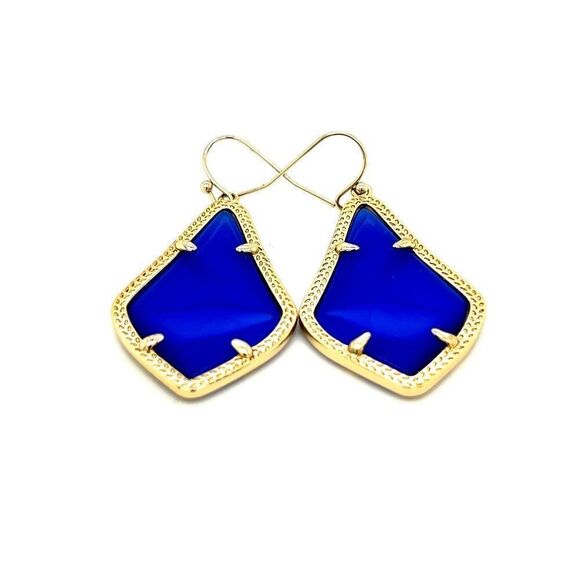 Navy Blue Dangle Earrings - Picture 2 of 5